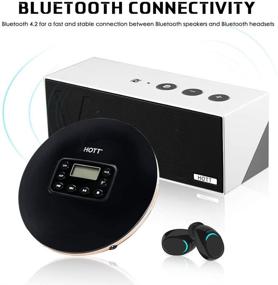 img 3 attached to 🔊 HOTT CD711T Bluetooth Переносной CD-плеер с возможностью зарядки: домашний, путешествия и автомобильное аудио с наушниками стерео, защита от ударов - черный