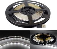 5m usb led strip light, 300 smd 3528, white, non-waterproof, cool white 6000-6500k - ideal for tv, pc, computer case back lighting and under counter light - pack of 5 meters логотип