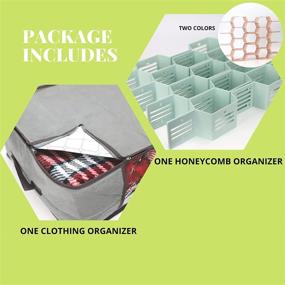 img 2 attached to 📦 Alpha Additions Honeycomb Organizer Set - Includes Honeycomb Organizer(1) and Bonus Clothing Organizer(1) - Drawer Organizer for Underwear, Belts, Shirts, Jewelry - Plastic Honeycomb Divider