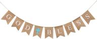 blue god bless baptism banner – watinc, communion party banner, christening decoration kit for wedding, baby shower party, first communion logo