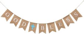 img 4 attached to Blue God Bless Baptism Banner – WATINC, Communion Party Banner, Christening Decoration Kit for Wedding, Baby Shower Party, First Communion
