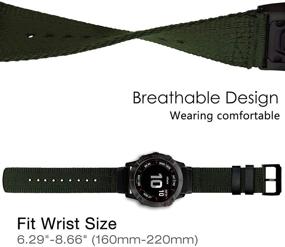 img 2 attached to 📿 Green Nylon Watch Band for Garmin Fenix 6X/Fenix 5X, Quick Install 26mm Woven Soft Nylon Fast Dry Wristband Strap for Garmin Fenix 6X Pro/Sapphire/Solar, Fenix 5X/5X Plus, Tactix Delta, Fenix3