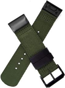 img 3 attached to 📿 Green Nylon Watch Band for Garmin Fenix 6X/Fenix 5X, Quick Install 26mm Woven Soft Nylon Fast Dry Wristband Strap for Garmin Fenix 6X Pro/Sapphire/Solar, Fenix 5X/5X Plus, Tactix Delta, Fenix3