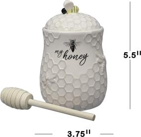 img 1 attached to Stylish and Functional: Youngs Inc Ceramic Jar with Honey Dipper for Multiple Uses