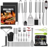 🔥 ultimate 34pcs bbq grill accessories set: taimasi tools for outdoor grilling, stainless steel 16 inches, carry bag, thermometer, grill mats – ideal for camping/backyard barbecue, perfect for men and women logo