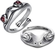 🐸 винтажное кольцо из тайского серебра с лягушкой: простое, миленькое и регулируемое животное украшение для женщин, девочек, мальчиков, унисекс - упаковка из 2 штук логотип