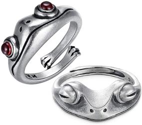 img 1 attached to 🐸 Винтажное кольцо из тайского серебра с лягушкой: простое, миленькое и регулируемое животное украшение для женщин, девочек, мальчиков, унисекс - упаковка из 2 штук