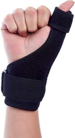 img 1 attached to 👍 Thumb Splint Support Brace with Wrist Strap – Stabilizing Thumb and Wrist, Pain Relief from Arthritis, Sprains, Strains - Reversible for Left or Right Hand (Small, 1)