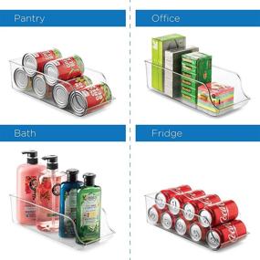 img 1 attached to 4-Piece Refrigerator Organizer Bins - Pop Soda Can Dispenser and Beverage Holder 🥫 for Fridge, Freezer, Kitchen, Countertops, Cabinets - Clear Plastic Canned Food Pantry Storage Rack