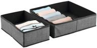 🧦 mdesign soft fabric dresser drawer and closet storage organizer bin set for lingerie, bras, socks, leggings, clothes, purses, scarves - 2 pack in charcoal/black logo