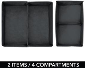 img 1 attached to 🧦 mDesign Soft Fabric Dresser Drawer and Closet Storage Organizer Bin Set for Lingerie, Bras, Socks, Leggings, Clothes, Purses, Scarves - 2 Pack in Charcoal/Black