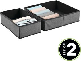 img 3 attached to 🧦 mDesign Soft Fabric Dresser Drawer and Closet Storage Organizer Bin Set for Lingerie, Bras, Socks, Leggings, Clothes, Purses, Scarves - 2 Pack in Charcoal/Black