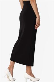 img 1 attached to S~XL High Waist Stretch Ponte Knit Mid Calf Long Pencil Skirt with Side Slit by TheMogan