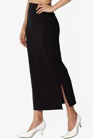 img 2 attached to S~XL High Waist Stretch Ponte Knit Mid Calf Long Pencil Skirt with Side Slit by TheMogan