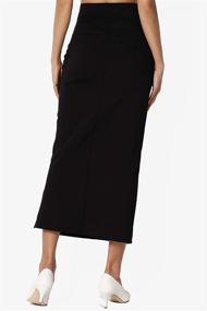 img 3 attached to S~XL High Waist Stretch Ponte Knit Mid Calf Long Pencil Skirt with Side Slit by TheMogan