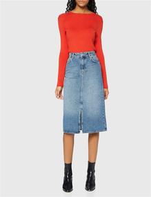 img 3 attached to 👗 Discover Trendy Women's Denim Midi Skirt for Stylish Fashion