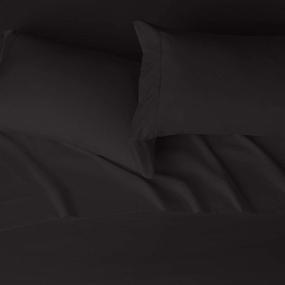 img 3 attached to 🛏️ Queen Size Black Microfiber Bed Sheet Set by Amazon Basics - Lightweight, Super Soft, Easy Care with 14" Deep Pockets