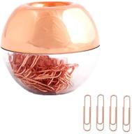 🌹 rose gold round paper clip dispenser with 100pcs 28mm rose gold paper clips – magnetic lid, elegant organizer for office and school supplies, perfect gift idea (rose gold) логотип