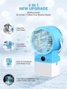 img 3 attached to 🔥 Bravekoi Portable Air Conditioner Fan, Personal Air Cooler Mini Evaporative Cooler, 3 Speeds Super Quiet Desk Fan Misting Fan with 7 Colors LED Light for Home Office Kitchen Dorm Bedroom