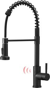 img 4 attached to 💧 GIMILI Matte Black Touchless Kitchen Faucet with Pull Down Sprayer, Motion Sensor Hands-Free Single Handle Sink Faucet, Single Hole Stainless Steel Spring Kitchen Faucet+