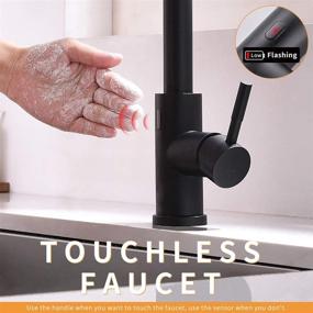 img 2 attached to 💧 GIMILI Matte Black Touchless Kitchen Faucet with Pull Down Sprayer, Motion Sensor Hands-Free Single Handle Sink Faucet, Single Hole Stainless Steel Spring Kitchen Faucet+