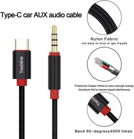 img 2 attached to Yeebline Type C to 3.5mm Audio Adapter - High-Quality Aux Cable [Aluminum Shell, Nylon Braided] for Motorola Moto Z and Letv Le Pro 3 (Black)