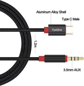 img 1 attached to Yeebline Type C to 3.5mm Audio Adapter - High-Quality Aux Cable [Aluminum Shell, Nylon Braided] for Motorola Moto Z and Letv Le Pro 3 (Black)