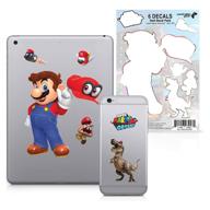 super mario odyssey waterproof stickers: 6 pack hats off tech decals for phone, laptop, bottles, skateboards - boys and girls vinyl stickers logo