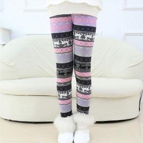 img 2 attached to 🌨️ Winter Printed Fleece Leggings for Girls by Bjinxn Clothing