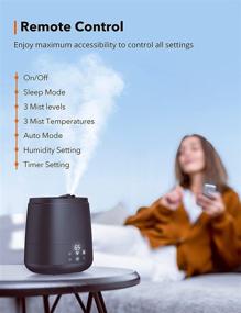 img 1 attached to 🌬️ Warm and Cool Mist Ultrasonic Air Humidifiers: Top Fill, 6L Capacity, Essential Oil Trays, Customizable Humidity, Sleep Mode (Black) - Perfect for Large Bedrooms and Rooms