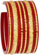 💃 stunning jd'z collection indian ethnic gold plated bangles set - red partywear bracelet jewelry logo