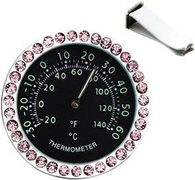 img 3 attached to Idain Car Dashboard Thermometer - Mini Vehicle Thermometer Decoration Air Vent Cilp (Pink)