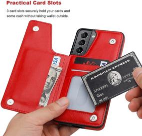 img 1 attached to 📱 ONETOP Galaxy S21 Wallet Case: PU Leather Card Holder, Kickstand, Double Magnetic Clasp - Red, 6.2 Inch