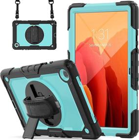 img 4 attached to 📱 Slim Fit Shockproof Case for Samsung Tab A7 2020 SM-T500/T505/T507 with Screen Protector, Blosomeet 10.4 Inch Tablet Cover with S Pen Holder, Stand, Hand Strap, and Shoulder Strap - Light Blue