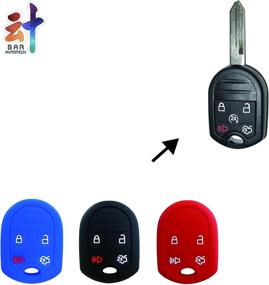 img 1 attached to 🔑 BAR Autotech Remote Silicone Rubber Entry Case Key Skin Cover for Ford Edge Escape Expedition Explorer F-150 F-250 F-350 Flex Focus Fusion Mustang Taurus X Lincoln Navigator (Blue+Red) - 1 Pair