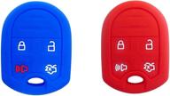 🔑 bar autotech remote silicone rubber entry case key skin cover for ford edge escape expedition explorer f-150 f-250 f-350 flex focus fusion mustang taurus x lincoln navigator (blue+red) - 1 pair logo