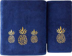 img 2 attached to Gilded Pineapple Navy Hand Towel by SKL Home - Saturday Knight Ltd.