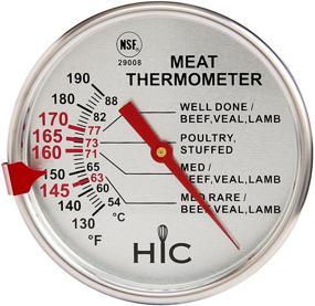 img 3 attached to 🍗 HIC Harold Import Co. Roasting Meat Poultry Turkey Grill Thermometer - Large 3-Inch Easy-Read Face, Oven Safe, Stainless Steel Stem and Housing