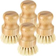 🧹 4-piece bamboo coconut bristle mini scrub brush set – ideal for cast iron skillet, kitchen sink, bathroom, household cleaning (style b) logo