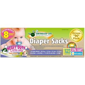 img 4 attached to EasyTie Scented Diaper Bags for Babies by Green'N'Pack - Extra Large Size with 125 Count