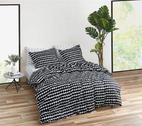 img 3 attached to 🛏️ Queen Size Marimekko Rasymatto Black Cotton Comforter Set