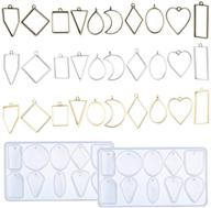 🔍 discover 32 pcs open bezel pendants charms resin molds and silicone molds - sourceton jewelry findings for diy pressed flower frames and assorted geometric hollow trays logo