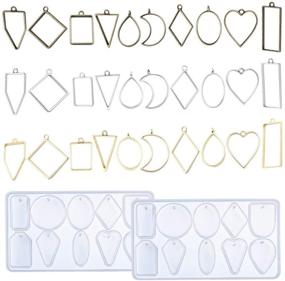 img 4 attached to 🔍 Discover 32 PCS Open Bezel Pendants Charms Resin Molds and Silicone Molds - SourceTon Jewelry Findings for DIY Pressed Flower Frames and Assorted Geometric Hollow Trays