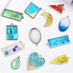 img 1 attached to 🔍 Discover 32 PCS Open Bezel Pendants Charms Resin Molds and Silicone Molds - SourceTon Jewelry Findings for DIY Pressed Flower Frames and Assorted Geometric Hollow Trays