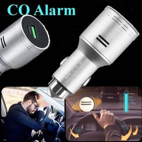 img 1 attached to 🚗 Multi-Function Car Carbon Monoxide Detector with Emergency Glass Breaker: Fast Charge 3.0 Car Charger & CO Alarm Adapter (Silver)