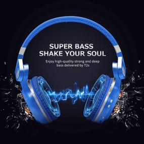 img 3 attached to Bluedio T2s Bluetooth Headphones: 57mm Driver Foldable Wireless Headset with Mic - 40 Hours Play Time (Blue)