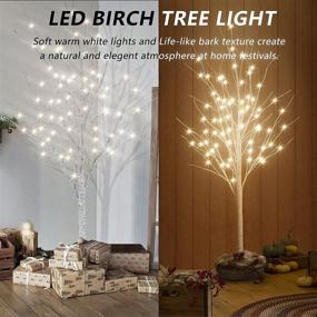 img 1 attached to AWQM Birch Tree Pack of 3: 4ft, 5ft, 6ft - Perfect for Home, Festival, Party, and Christmas Decor, Indoor/Outdoor - Warm White