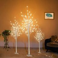 awqm birch tree pack of 3: 4ft, 5ft, 6ft - perfect for home, festival, party, and christmas decor, indoor/outdoor - warm white логотип