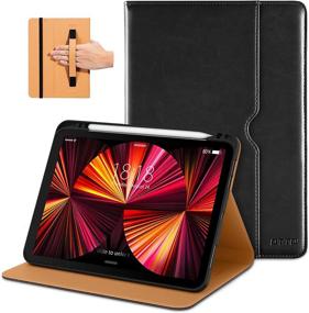 img 4 attached to 📱 DTTO Case for iPad Pro 11 Inch 2nd/3rd Gen 2021/2020/2018, PU Leather Folio Stand Cover with Hand Strap – Compatible with iPad Air 4 – Auto Wake/Sleep, Multiple Viewing Angles (Black)