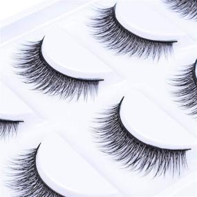 img 2 attached to 👁️ Wenew 5 Pairs Eyelashes Pack: Get Gorgeous with 3D Handmade Natural False Lashes (W58)